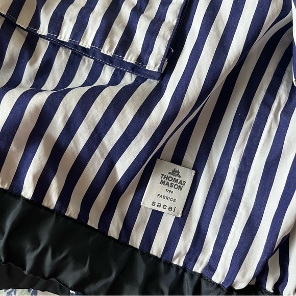 SACAI x Thomas MASON sz 2 S Striped Cropped Shirt Short Sleeve White Blue - Picture 6 of 15